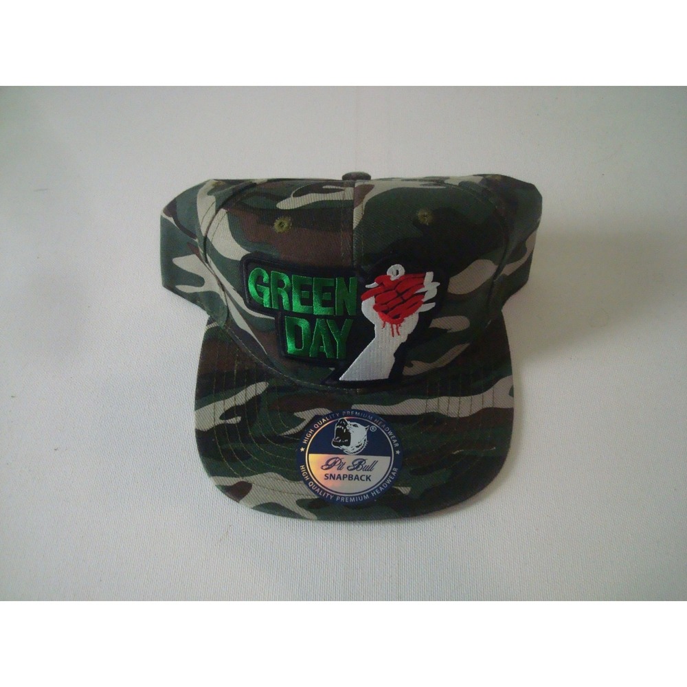 GREEN DAY NEW CAMO SNAPBACK 90S Y2K 00S HAT CAP VINTAGE DEADSTOCK U1